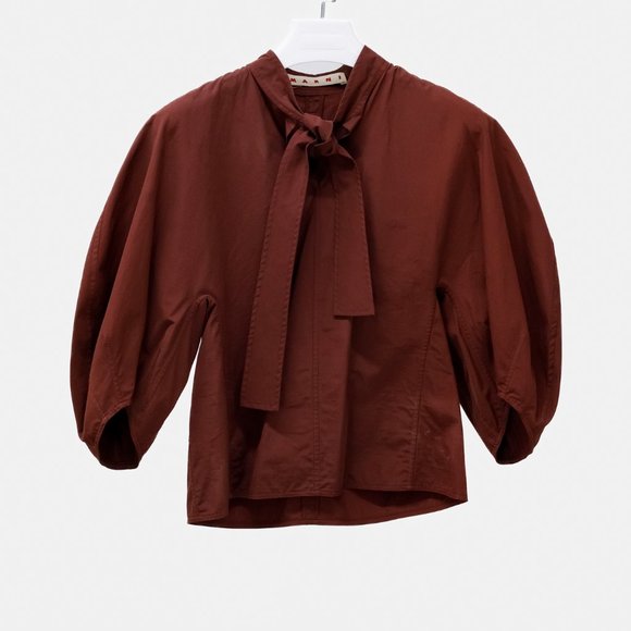 Marni Brown Lavaillare Puff Sleeve Top - Picture 2 of 12